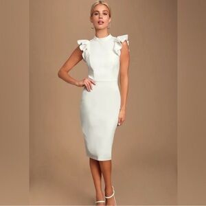 Lulu’s Stylish Splendor Backless Ruffle Midi Dress
